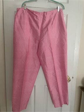 Talbots Silk Pink Gingham Straight-Leg Pants